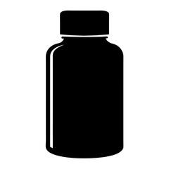 Black and white silhouette of a tall thin bottle with cap