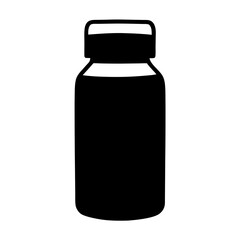Silhouette of medicine bottle on white background, representing healthcare and pharmacy