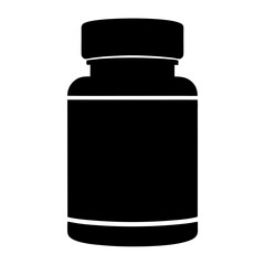 Black and White Graphic Illustration of a Pharmaceutical Medicine Bottle