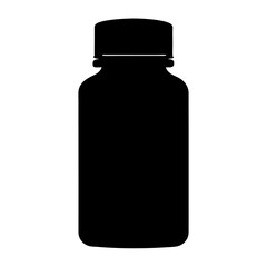 Simple Black Silhouette of a Pill Bottle with a Lid for Medication