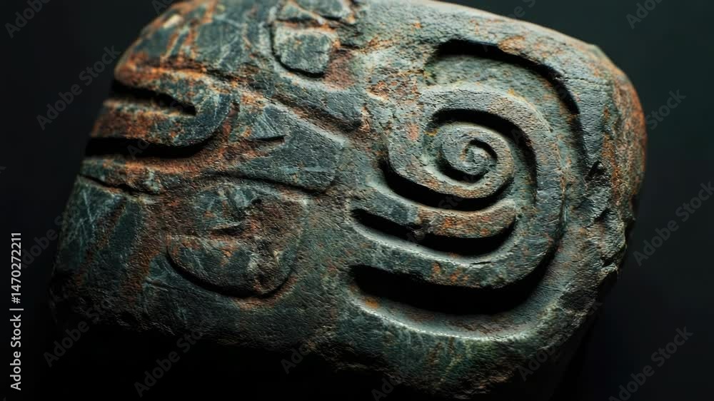 Poster Close-up of a stone with intricate spiral pattern