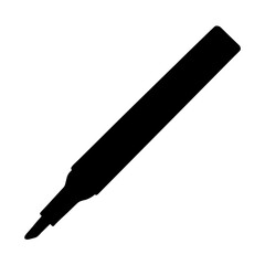 Black silhouette of a chisel tip marker isolated on a white background