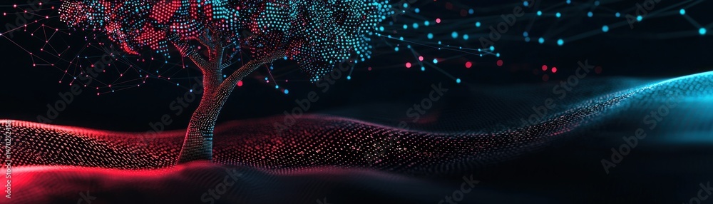 Poster An artistic depiction of a digital tree with data connections