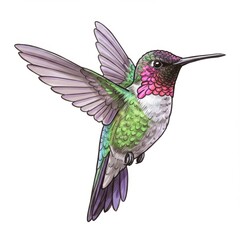 Obraz premium Vibrant Hummingbird in Flight Illustration