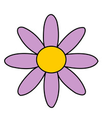 Flower clip art design on plain white transparent isolated background for card, shirt, hoodie, sweatshirt, apparel, card, tag, mug, icon, poster or badge