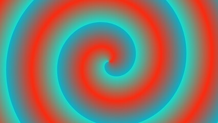 Hypnotic spiral in vibrant red and teal shades