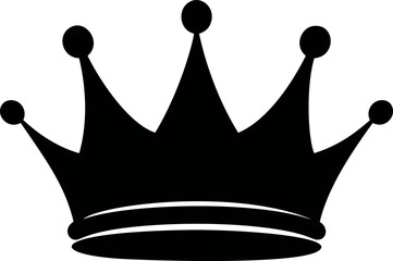 Black silhouette of a royal crown with rounded tips, symbol of power. Vector illustration