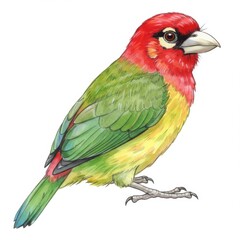 Obraz premium Vibrant Red Yellow Green Tropical Bird Watercolor Painting