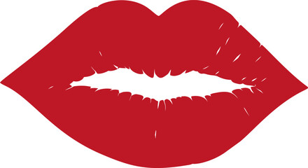Red lips illustration with bold color contrast and clear outline, vector art. Vector illustration