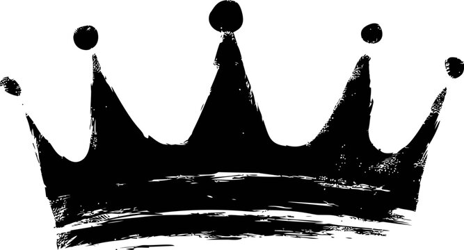 Black grunge crown with brush stroke texture. Vector illustration - Powered by Adobe