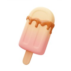 Pink and Yellow Popsicle with Caramel Drizzle