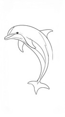 Dolphin jumping drawing outline illustration for kids educational coloring book template