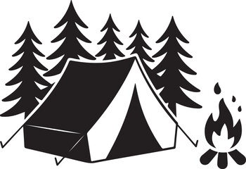 Tent Under the Stars Silhouette Scene

Campfire Night with Trees Vector Art

Family Camping Trip Silhouette Design

Mountain Camping Adventure Vector

Hikers Resting by Tent Silhouette