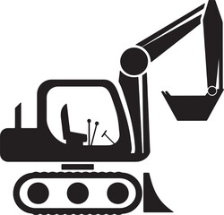 Excavator heavy construction vehicle icon for moving heavy objects and loading materials