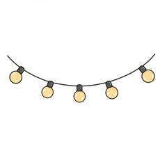 Simple Yellow String Lights on White Background