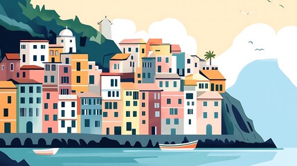 Naklejka premium Colorful Coastal Town with Italy.