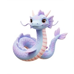 Fototapeta premium Cute Purple Dragon Cartoon Illustration