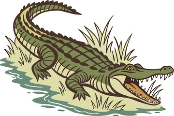 Colored Crocodile Design Illustration. Artistic Crocodile Color Design. Colorful Crocodile Graphic Artwork. Crocodile Theme Colorful Design