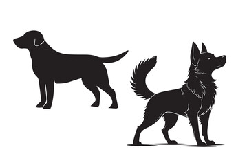 Dog silhouette  black set icon