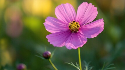 Obraz premium Beautiful Pink Cosmos Flower in Soft Focus