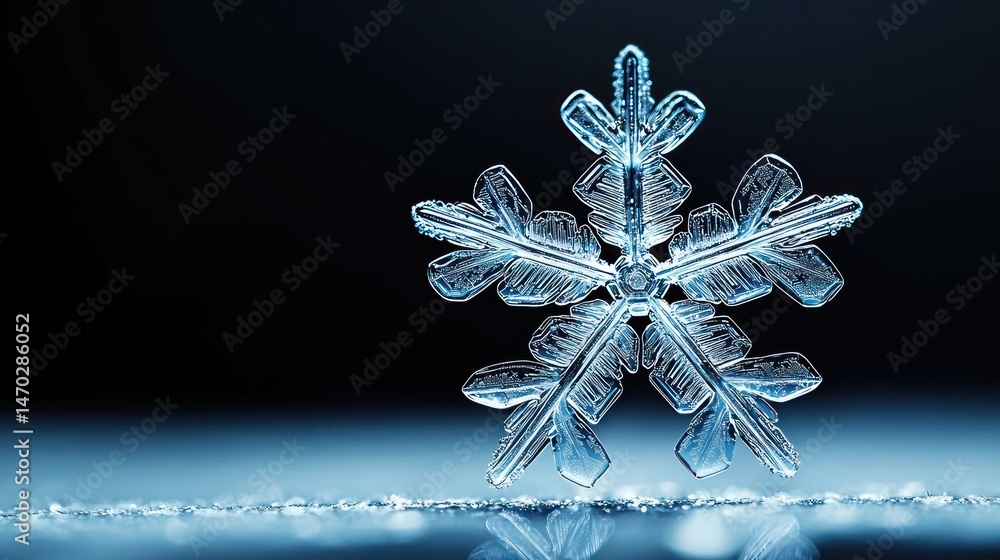 Poster A single crystallized snowflake showing intricate details and clear transparency