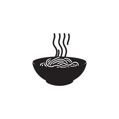 Spaghetti Bowl simple spaghetti with thin, swirling, Minimal line art black and white icons vector art illustration.