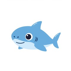 Obraz premium Cute Blue Cartoon Shark Illustration
