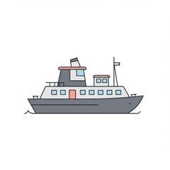 Obraz premium Gray and Blue Simple Ferry Boat Illustration
