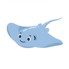 Fototapeta premium Cute Blue Cartoon Stingray Illustration