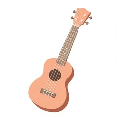 Obraz premium Peach Colored Ukulele Illustration on White Background