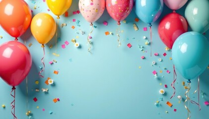 Festive birthday party decorations, balloons, streamers, and confetti , decorations, decor, orange