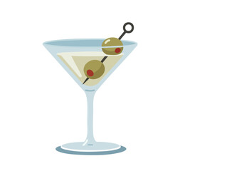 A stylish martini glass with an olive and cocktail pick, featuring 'Olive & Day 2025' text. Clean, modern design, perfect for celebrations and social media.
