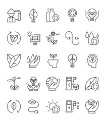 Ecofriendly icons promoting sustainability initiatives