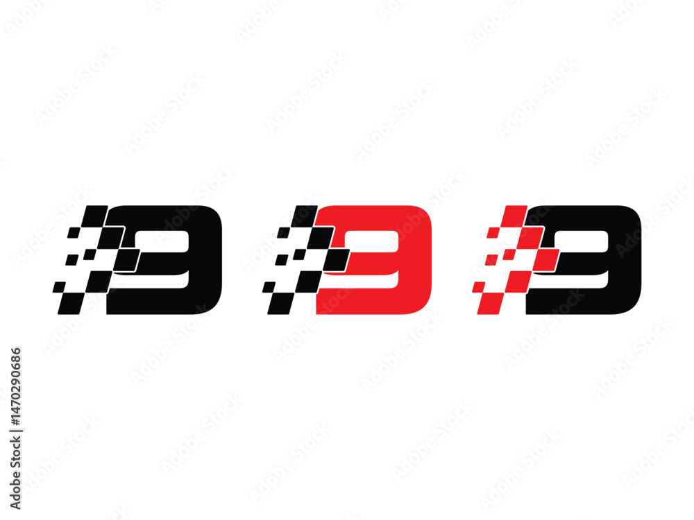 Poster number 9 logo with racing flag symbol icon design vector isolated transparent background
