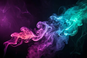 Obraz premium Vibrant colorful smoke swirls on black background