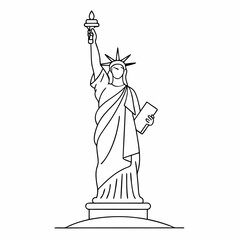 Liberty statue line art vector on white background. © TahrinAkther