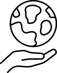 Earth or Globe on Hand Modern Outline Style Icon for Design, Cards, Apps, Social Networks