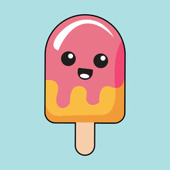 Cartoon Ice Cream Clipart Kawaii Summer Popsicle Vector Design