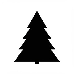 Obraz premium Black Silhouette Christmas Tree on White Background