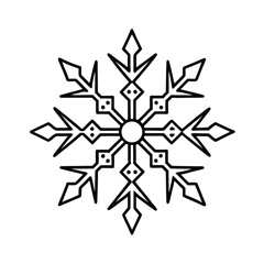 black and white snowflake isolated