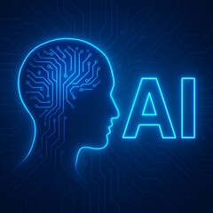 human head with human brain and AI