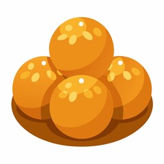 Illustration of delicious indian laddu sweet balls arranged on a plate