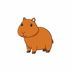 Cute capybara cartoon illustration rodent animal isolated on white background
