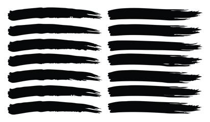 Variety of Textured Black Paint Strokes Grunge Smears and Lines for Design
