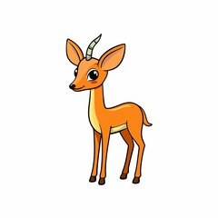 Fototapeta premium Cute orange gazelle cartoon character with big eyes on white background