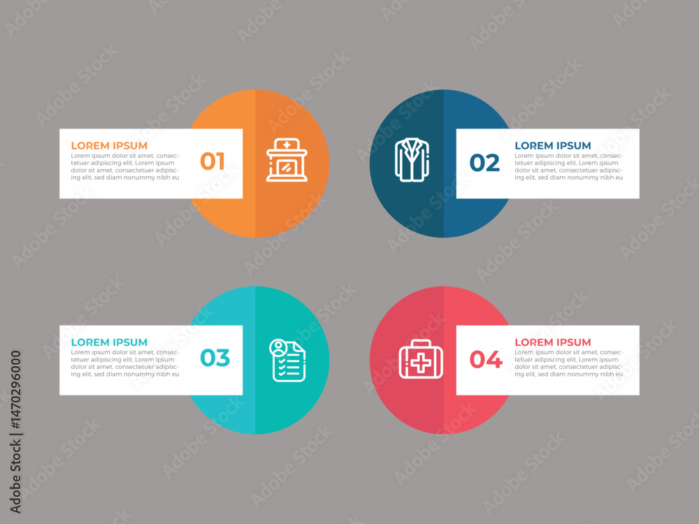 Poster infographic vector brochure elements for business illustration in modern style. 4 steps and option.