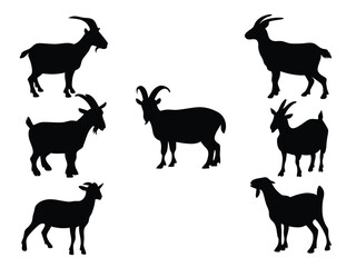 A set of goat silhouettes from the farm