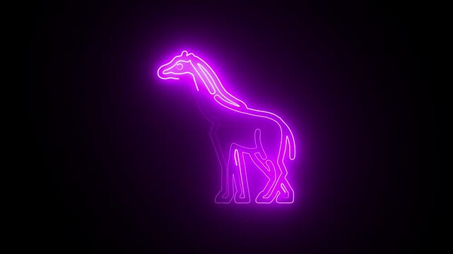animated neon giraffe neon giraffe croma 4k video animation on black background