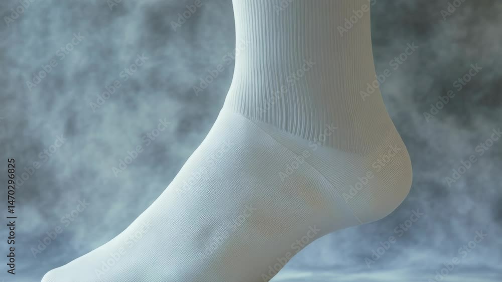 Poster Close up view of a pair of white socks with visible fabric texture and stitching