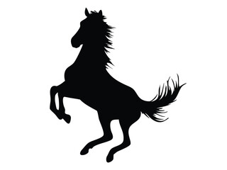 Wild horse black vector flat silhouette, Wild horse silhouette